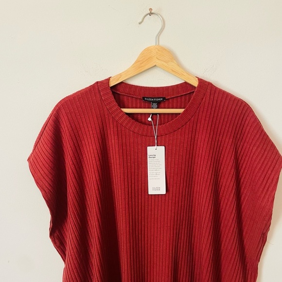 Eileen Fisher Red Ribbed Sleeveless Tunic NWT - Picture 2 of 9